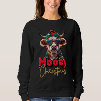 Funny Highland Cow Mooey Christmas Scottish Family Sweatshirt