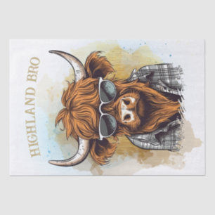 Funny Highland Cow Wearing Sonnenbrille Seidenpapier