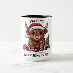 Funny Highland Cow Weihnachten Tasse