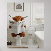 Funny Highland Kuh sitzend auf der Toilette Bad