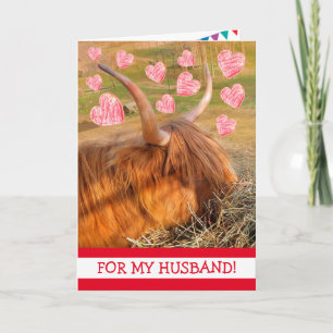 Funny Highland Steer Husband Birthday Karte