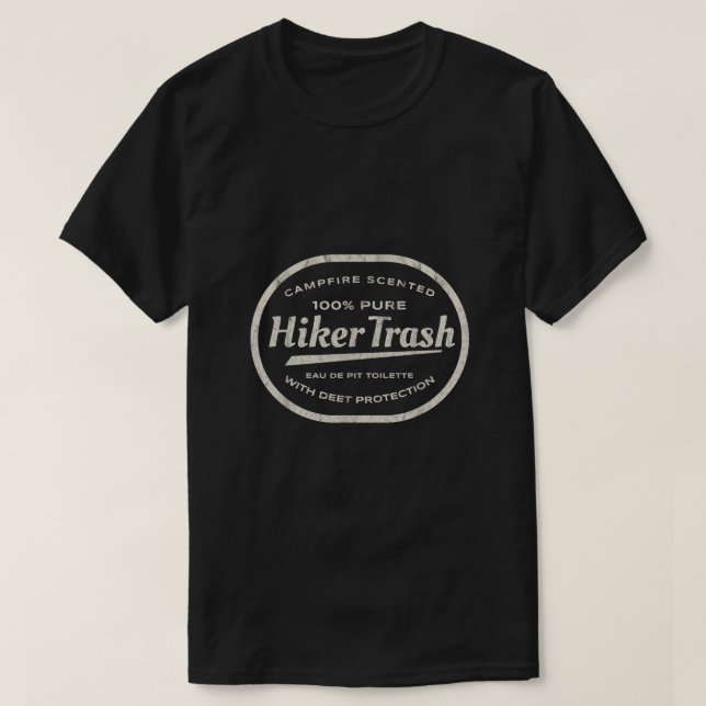 Funny Hiker Trash Logo Design für Long Distance Ba T-Shirt (Design vorne)