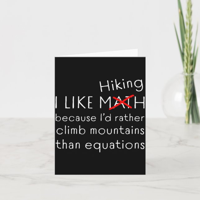 Funny Hiking Over Math Humor Mountains Vs Equation Karte (Vorderseite)
