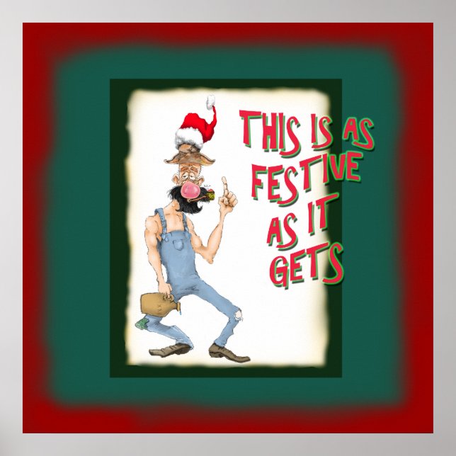 Funny Hillbilly Cartoon Poster zu Weihnachten (Vorne)