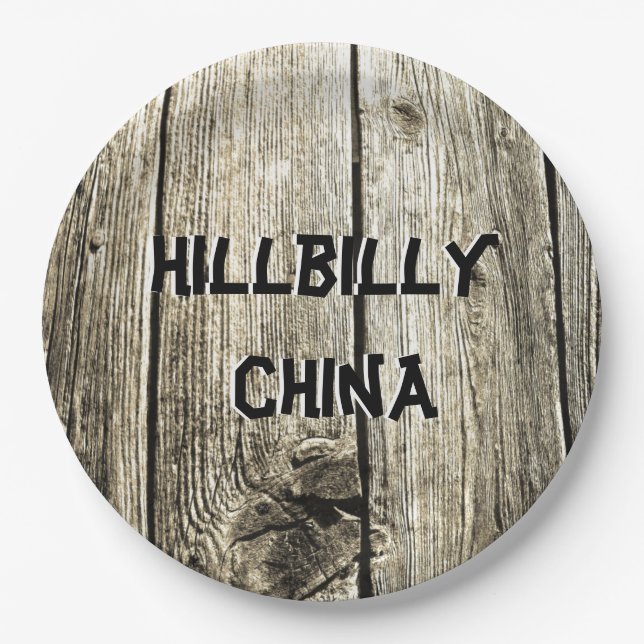 Funny Hillbilly China Imitate Knotty Pine Fence Pappteller (Vorderseite)