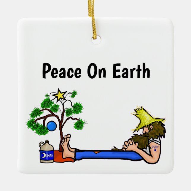 Funny Hillbilly und Santa Moonshine Ornament (Vorderseite)