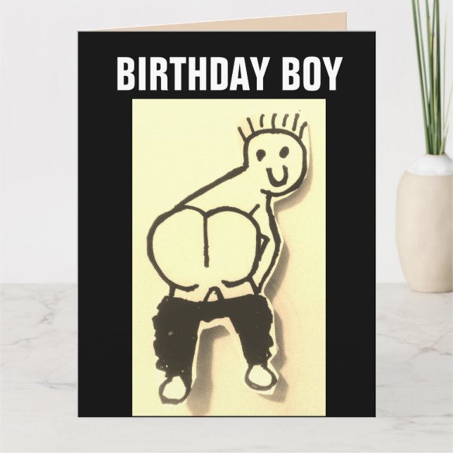 FUNNY HINTERN MOONED BIRTHDAY BOY OVERSIZED CARD KARTE (Vorderseite)