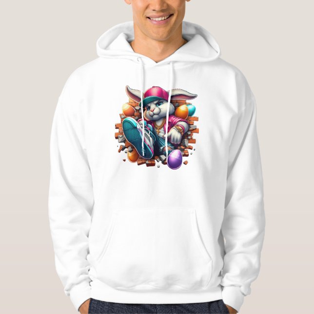 Funny Hip Hop Gangster Bunny Oaster Urban Design Hoodie (Vorderseite)