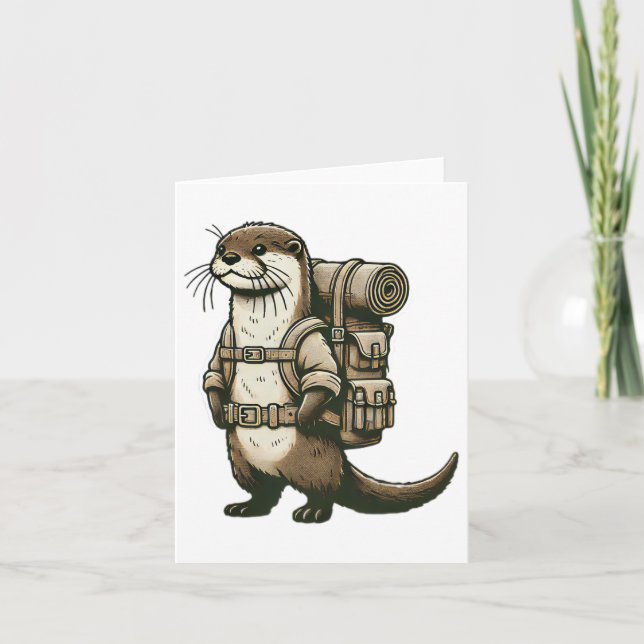 Funny Hip River Otter Backpacker Kerne A Karte (Vorderseite)