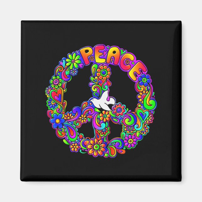 Funny Hipe Flower Wer Peace Sign Tee  Magnet (Vorne)