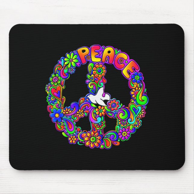 Funny Hipe Flower Wer Peace Sign Tee  Mousepad (Vorne)