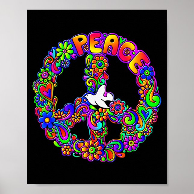 Funny Hipe Flower Wer Peace Sign Tee  Poster (Vorne)