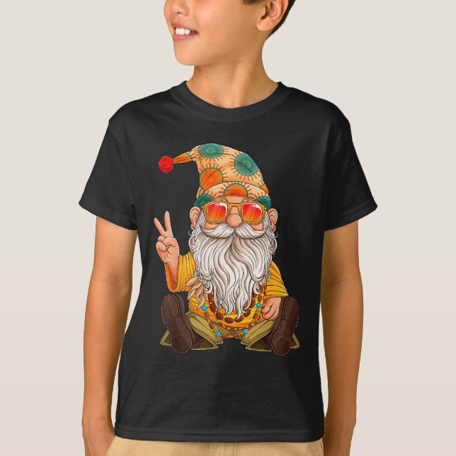 Funny Hipe Gnome Peace Sign Gnomes Lovers Men Wome T-Shirt (Vorderseite)