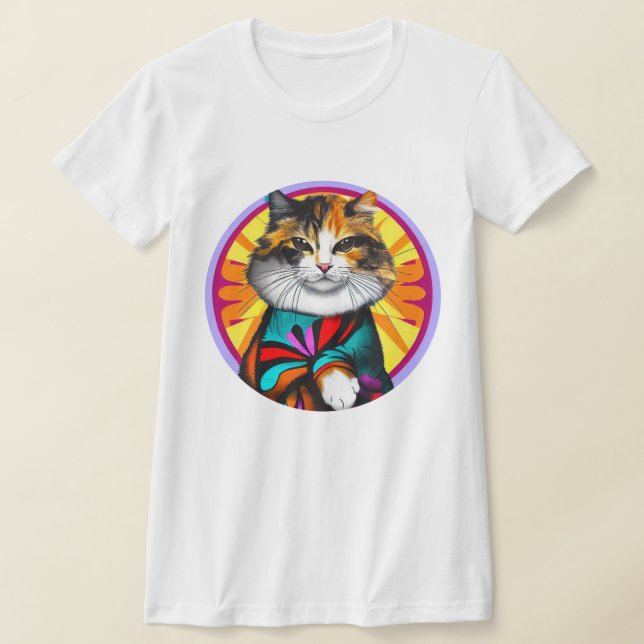 Funny Hippie Cat T-Shirt (Ablage )