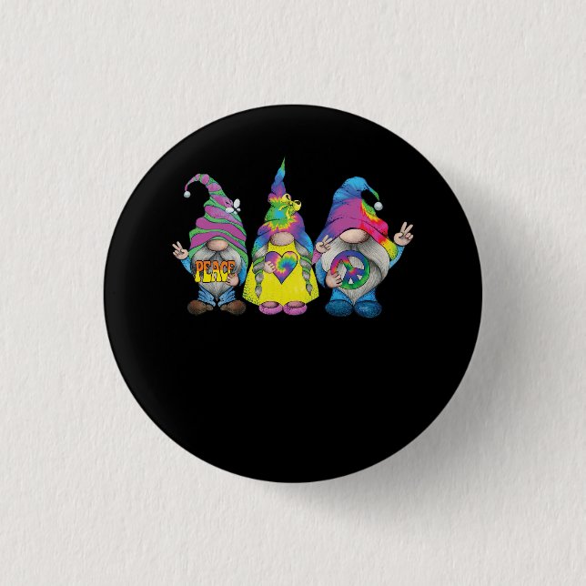 Funny Hippie Gnome Peace Sign Gnomes Lovers Men Wo Button (Vorderseite)