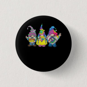 Funny Hippie Gnome Peace Sign Gnomes Lovers Men Wo Button