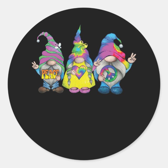 Funny Hippie Gnome Peace Sign Gnomes Lovers Men Wo Runder Aufkleber (Vorderseite)