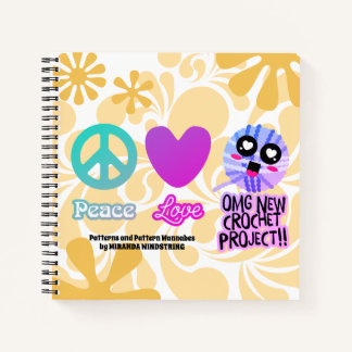 Funny Hippie Peace Liebe Häkelmuster Notebook Notizbuch