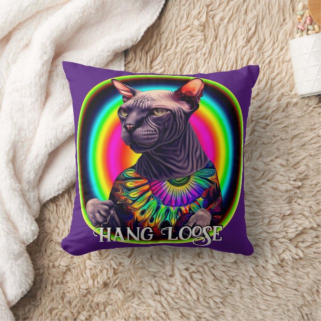 Funny Hippie Sphynx Cat Kissen (Decke)