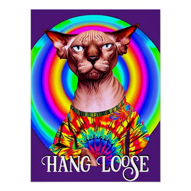 Funny Hippie Sphynx Cat Poster (Vorderseite)