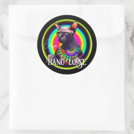 Funny Hippie Sphynx Cat Runder Aufkleber