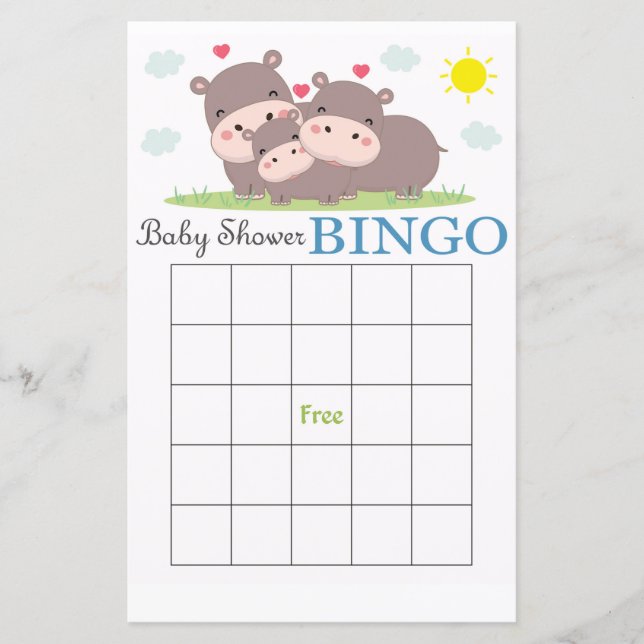 Funny Hippo Baby Duschbingcard (Vorderseite)