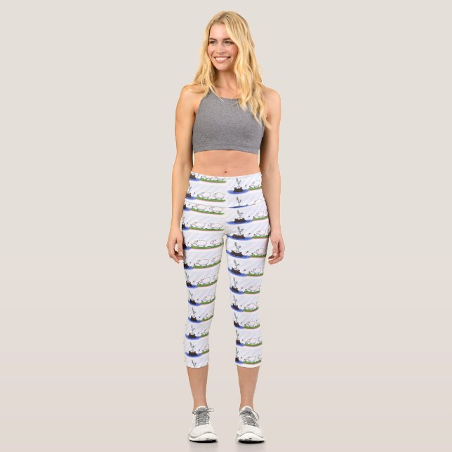 Funny hippo birdie zwei schafe capri leggings (Vorderseite)