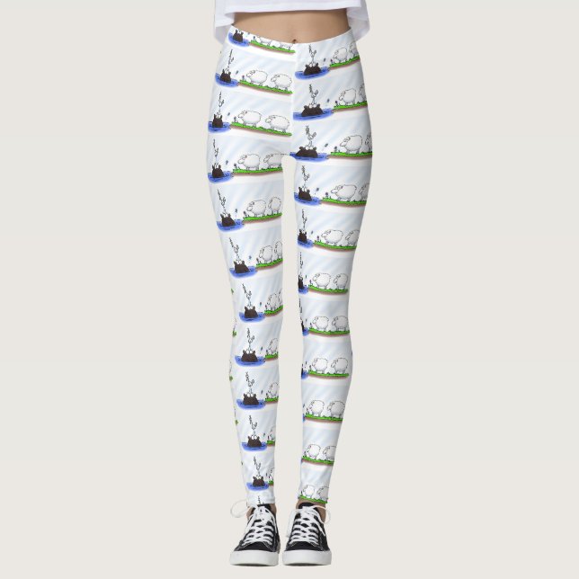 Funny hippo birdie zwei schafe leggings (Vorderseite)