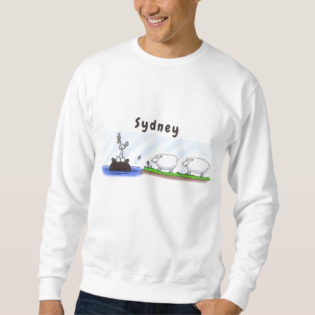 Funny hippo birdie zwei schafe sweatshirt (Vorderseite)