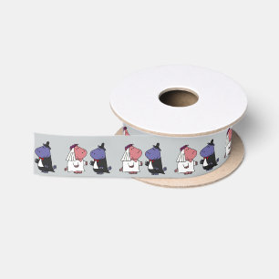 Funny Hippo Bride und Groom Wedding Ribbon Satinband