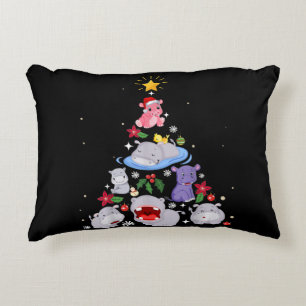 Funny Hippo Christmas Tree Xmas Hippopotamus Dekokissen