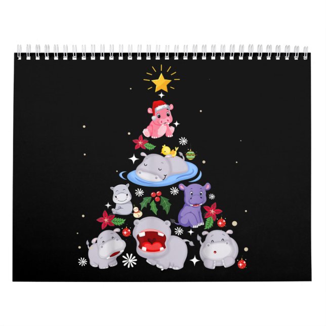 Funny Hippo Christmas Tree | Xmas Hippopotamus Kalender (Titelbild)