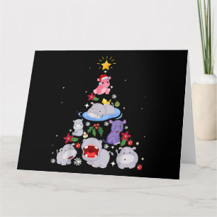 Funny Hippo Christmas Tree   Xmas Hippopotamus Karte