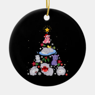 Funny Hippo Christmas Tree   Xmas Hippopotamus Keramik Ornament