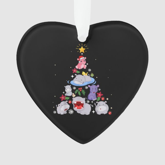 Funny Hippo Christmas Tree | Xmas Hippopotamus Ornament (Vorderseite)