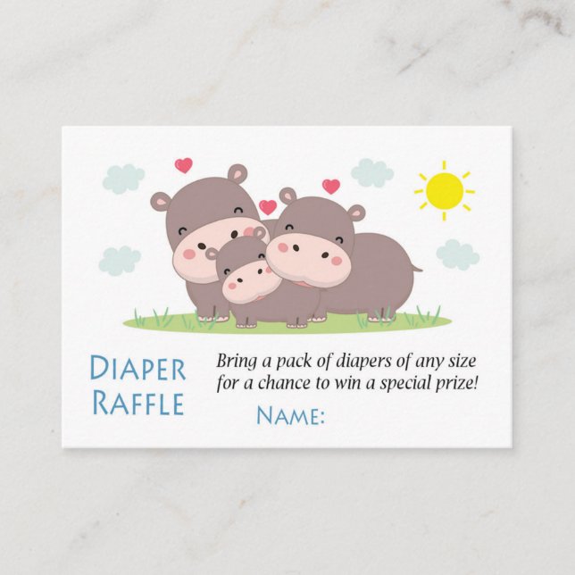 Funny Hippo Diaper Raffle Tickets (Vorderseite)