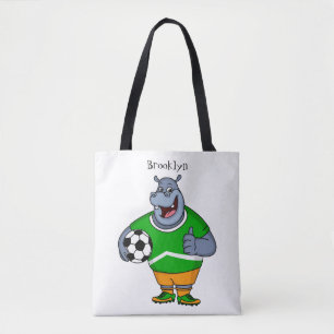 Funny Hippo Fußballspieler Cartoon Illustration