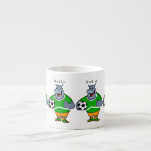 Funny Hippo Fußballspieler Cartoon Illustration Espressotasse