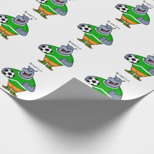 Funny Hippo Fußballspieler Cartoon Illustration Geschenkpapier