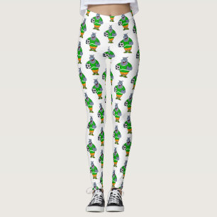 Funny Hippo Fußballspieler Cartoon Illustration Leggings