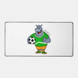 Funny Hippo Fußballspieler Cartoon Illustration Schreibtischunterlage