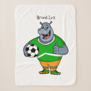 Funny Hippo Fußballspieler Cartoon Illustration Sherpadecke