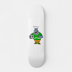 Funny Hippo Fußballspieler Cartoon Illustration Skateboard