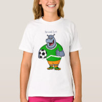 Funny Hippo Fußballspieler Cartoon Illustration