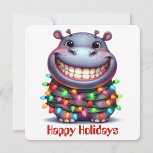 Funny Hippo Holiday Grußkarte Feiertagskarte