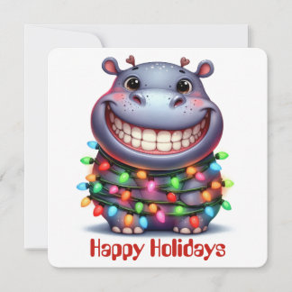 Funny Hippo Holiday Grußkarte Feiertagskarte