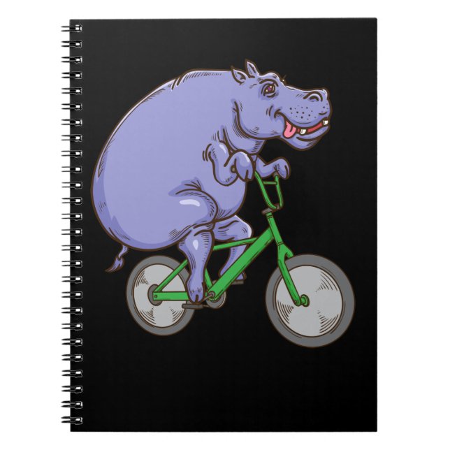 Funny Hippo Reiten Fahrrad Hippopotamus Kinder Hip Notizblock (Vorderseite)