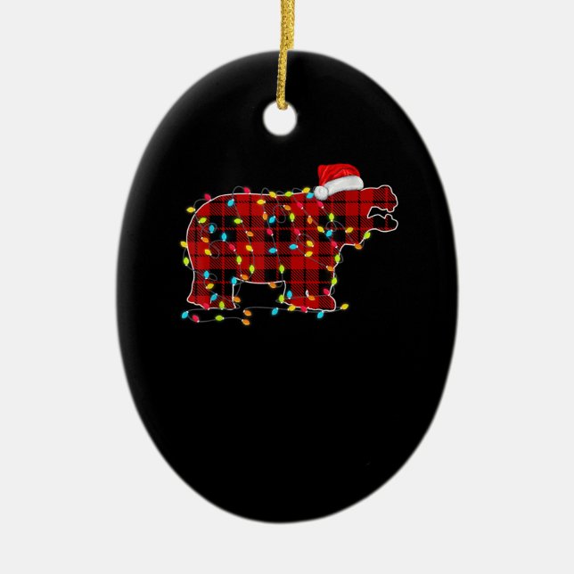 Funny Hippo Weihnachts-Light Matching Family Keramik Ornament (Vorne)