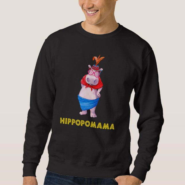 Funny Hippo Women Hippopomama Sehr große Mama Mama Sweatshirt (Vorderseite)