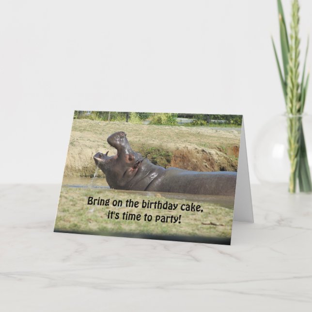 Funny Hippopotamus Geburtstag Gruß Karte (Vorderseite)
